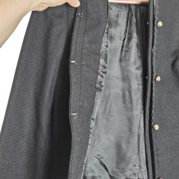 Traditional Bavarian Loden Wool Jacket Elegant Chain Buttons Embroidered Trim S - Picture 10 of 11